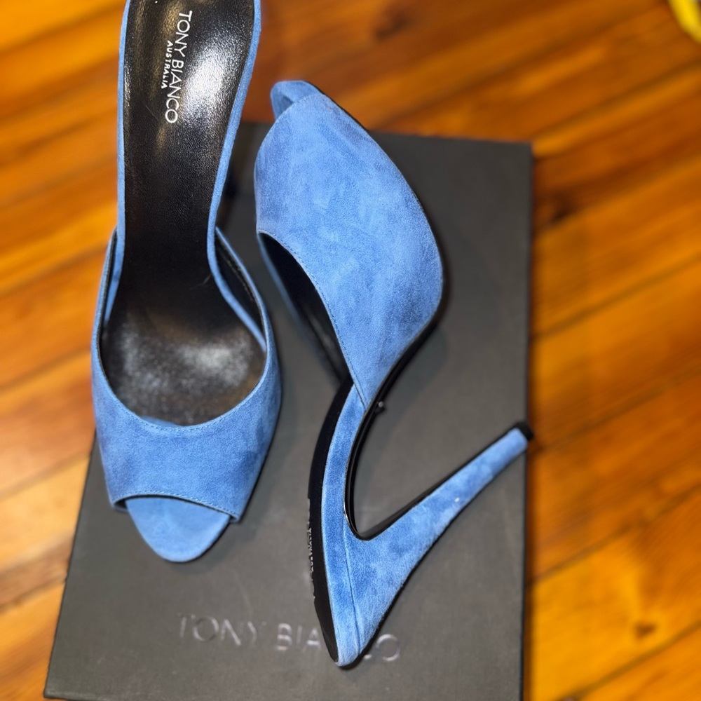 Tony Bianco Sky Blue Open-Toe Heels - Picture 2 of 5